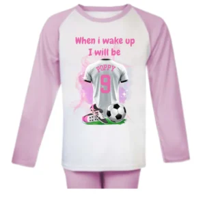 pink football when i wake up pjs