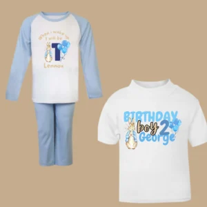 Birthday - personalised blue rabbit inspired "when I wake up Pyjama's" / birthday t-shirt