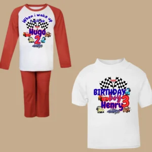 Birthday - personalised red Cars inspired "when I wake up Pyjama's" / birthday t-shirt