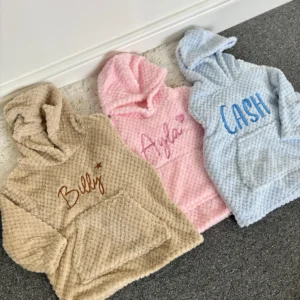 Personalised PINK Embroidered Kids Fluffy Hoodie 6Months - 6Years