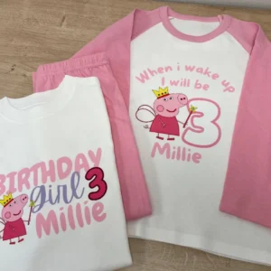 Pink Pig Personalised inspired birthday "when i wake up" PJ,s / T-Shirt