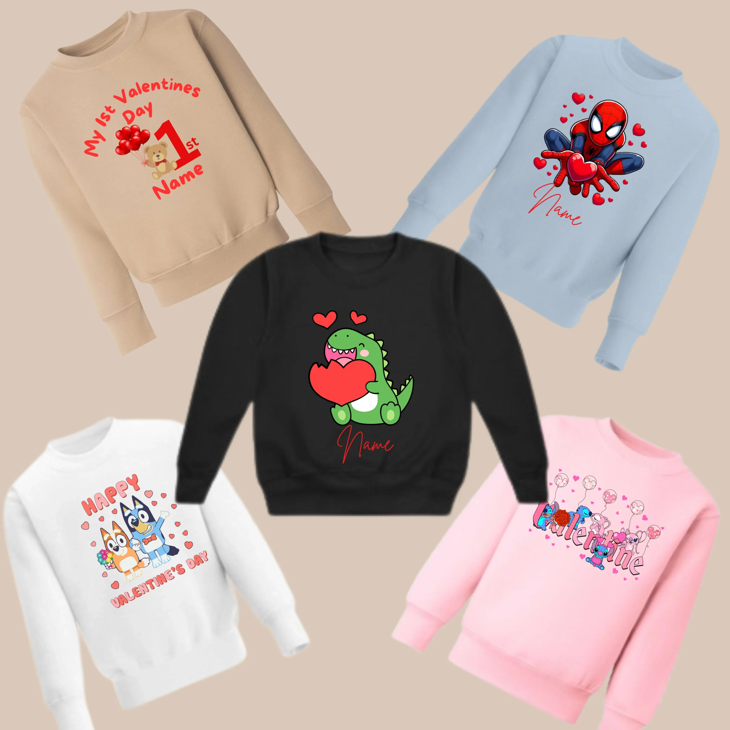 Valentines Day Kids Printed Slogan/Design Sweatshirts