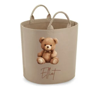 Personalised BEIGE Felt Toy Storage Trug - available in small or large.